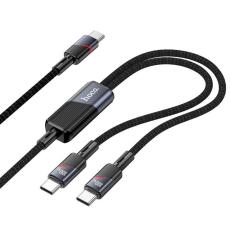 Hoco - HOCO 2in1 USB C - USB-C/USB C 100W 5A Kabel 1.2m U139 Svart