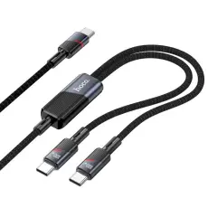 Hoco - HOCO 2in1 USB C - USB-C/USB C 100W 5A Kabel 1.2m U139 Svart