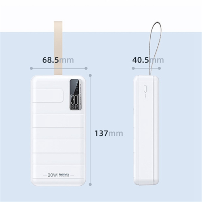 Remax - REMAX Powerbank 30000mAh 20W/22.5W PD QC RPP-506 med LED Blå