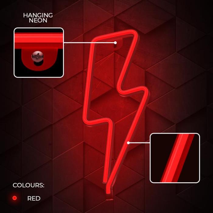 Forever Light - Forever Light LED Neon BOLT Bat + USB FLNE06 - Röd