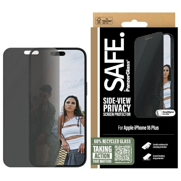SAFE by PanzerGlass iPhone 16 Plus Plastfilm Skärmskydd Privacy | 5468 | AlltMobil
