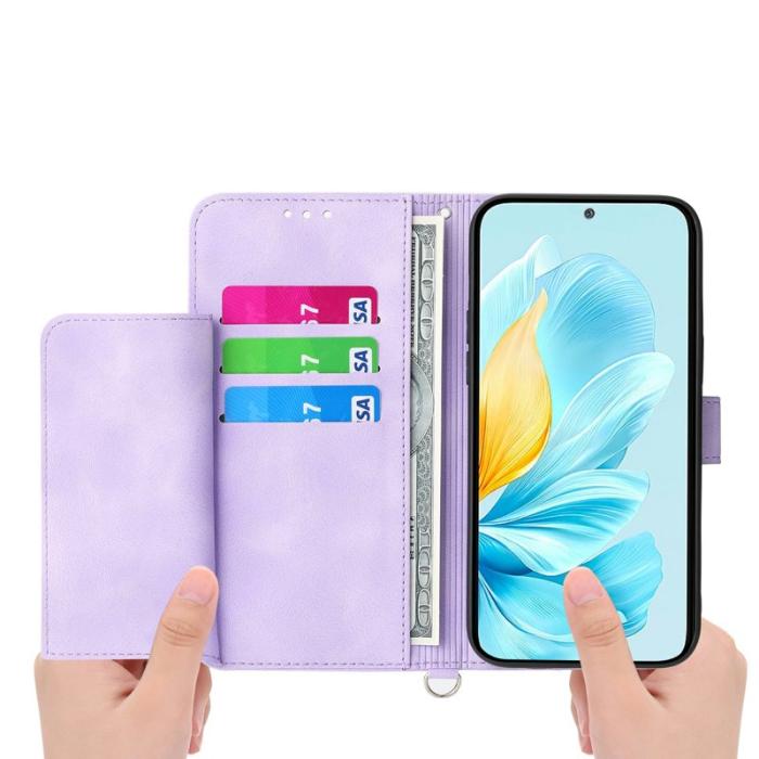 OEM - Samsung Galaxy S26 Plånboksfodral Blommönster Konstläder - Lila