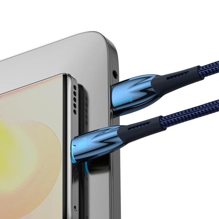 BASEUS - Baseus USB-C till USB-A kabel 1M Glimmer Series - Blå
