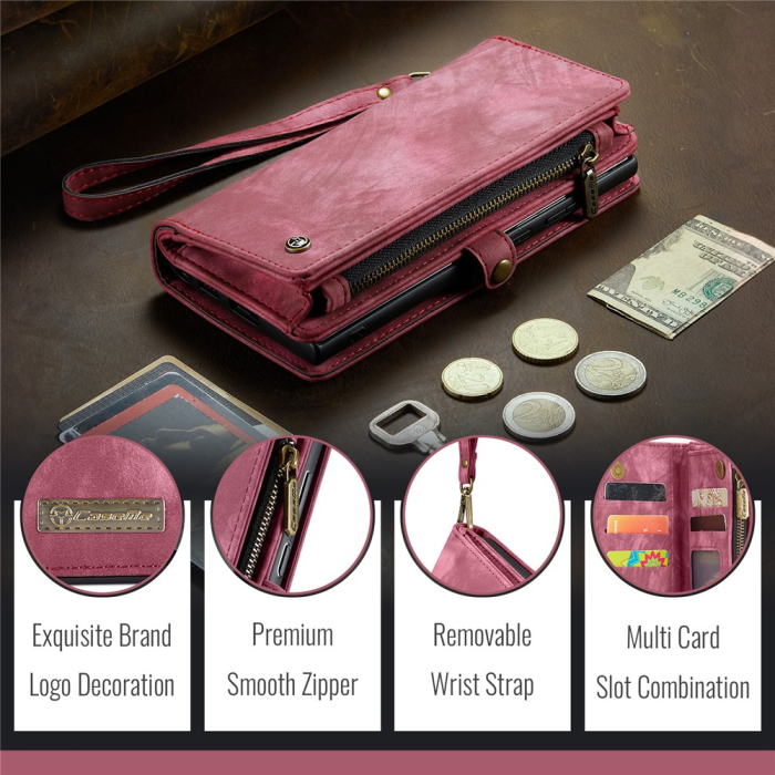 Caseme - CASEME Galaxy S25 Edge Plånboksfodral Med Rem - Röd