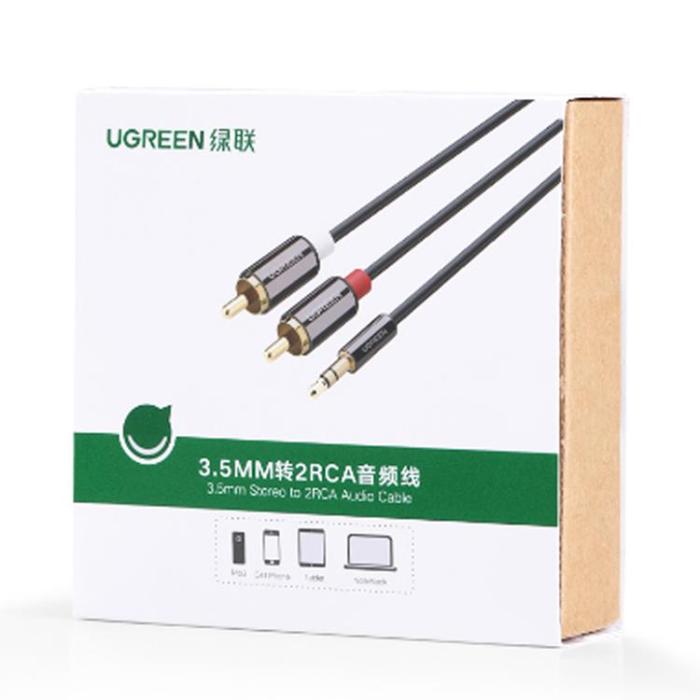 Ugreen - Ugreen 2 RCA Till Audio Kabel 3.5mm Mini Jack 1.5m - Svart