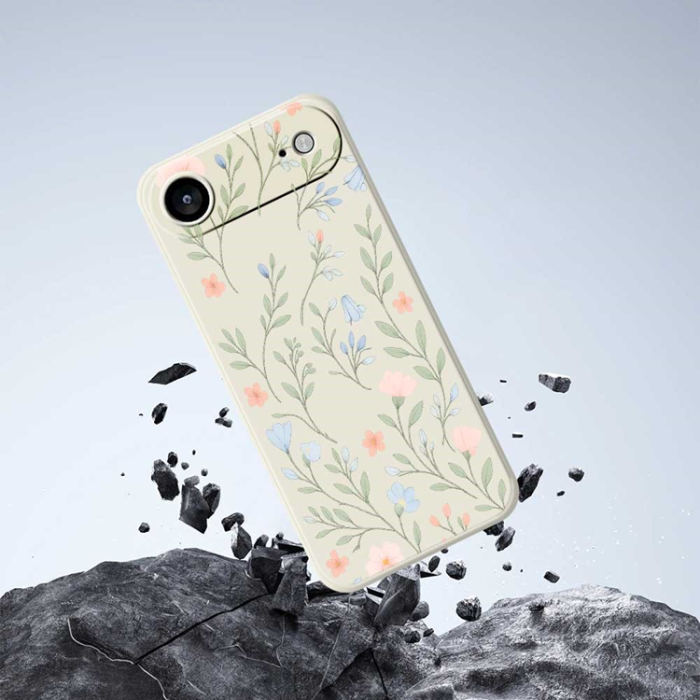 A-One Brand - iPhone Air Mobilskal Pink Blue Flowers Pattern TPU - Lila