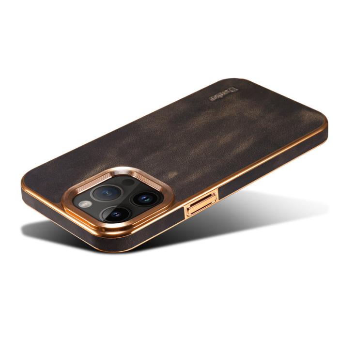 DENIOR - DENIOR Mobilskal till iPhone 15 Pro Äkta Läder + PC + TPU - Svart