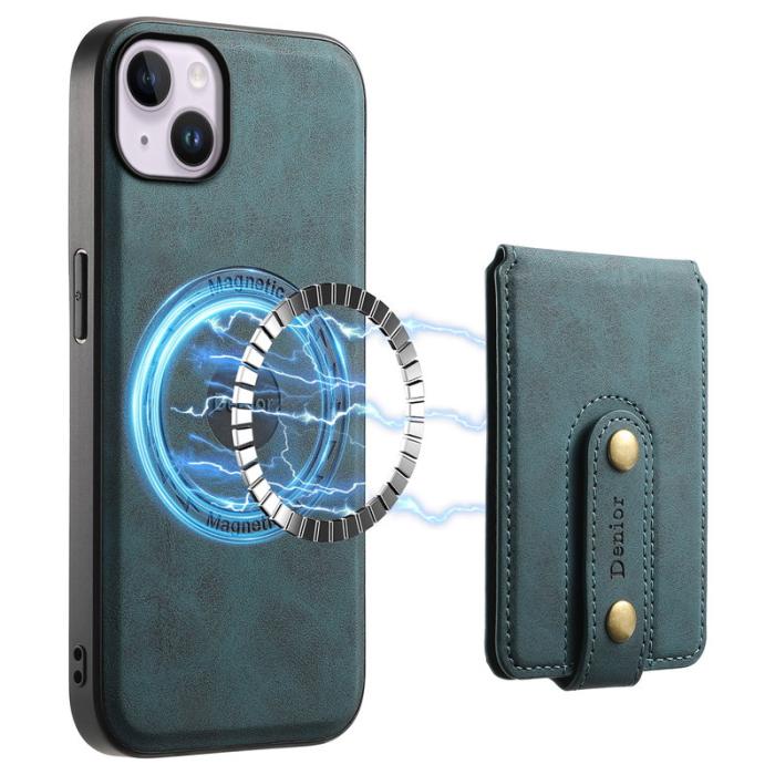 DENIOR - DENIOR D14 Mobilskal till iPhone 14 Plus Läder + TPU + PC Blå