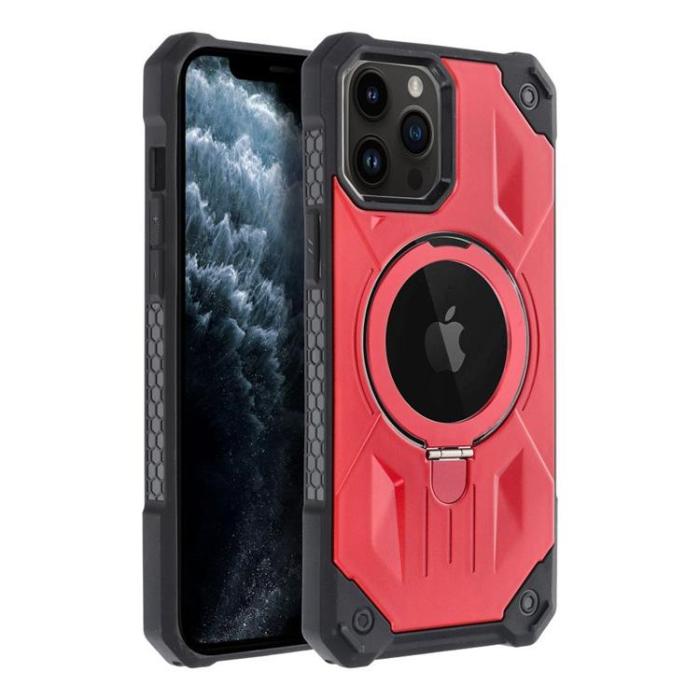 OEM - iPhone 11 Pro Max Mobilskal Magsafe Ringhållare Armor - Röd