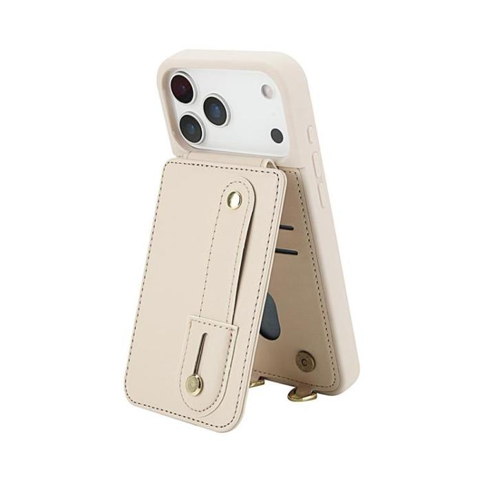 A-One Brand - iPhone 17 Pro Max Mobilskal korthållare Med Axelrem - Beige