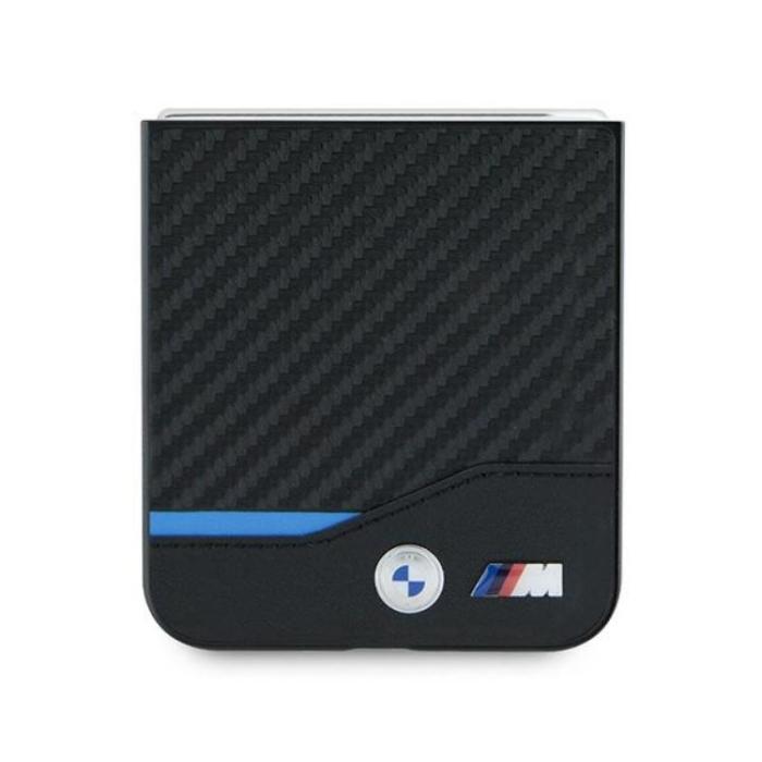 BMW - BMW Galaxy Z Flip 6 Mobilskal Carbon Blue Line - Svart