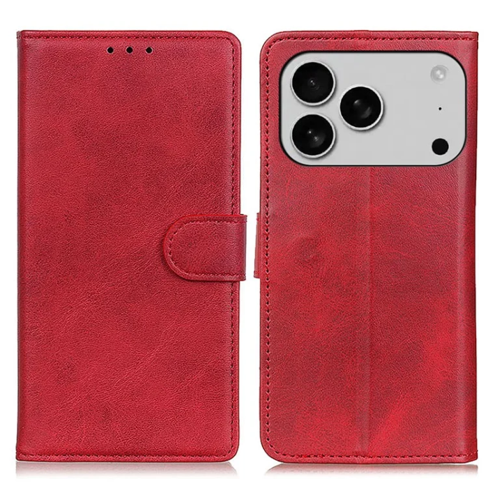 A-One Brand - iPhone 17 Pro Max Plånboksfodral Cowhide Texture - Röd