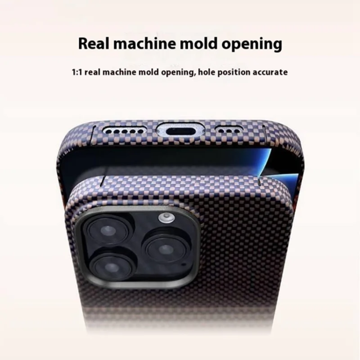 A-One Brand - iPhone 16 Pro Mobilskal Magsafe Aramid Fiber Gradient - Blå