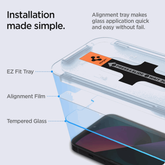 Spigen - Spigen EZ Fit iPhone 14/13 Pro/13 Härdat Glas Skärmskydd (2 Pack)
