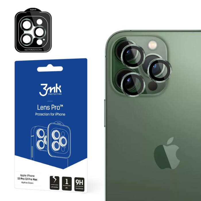 3MK - 3MK iPhone 13 Pro/13 Pro Max härdat glas Kameraskydd - Grön