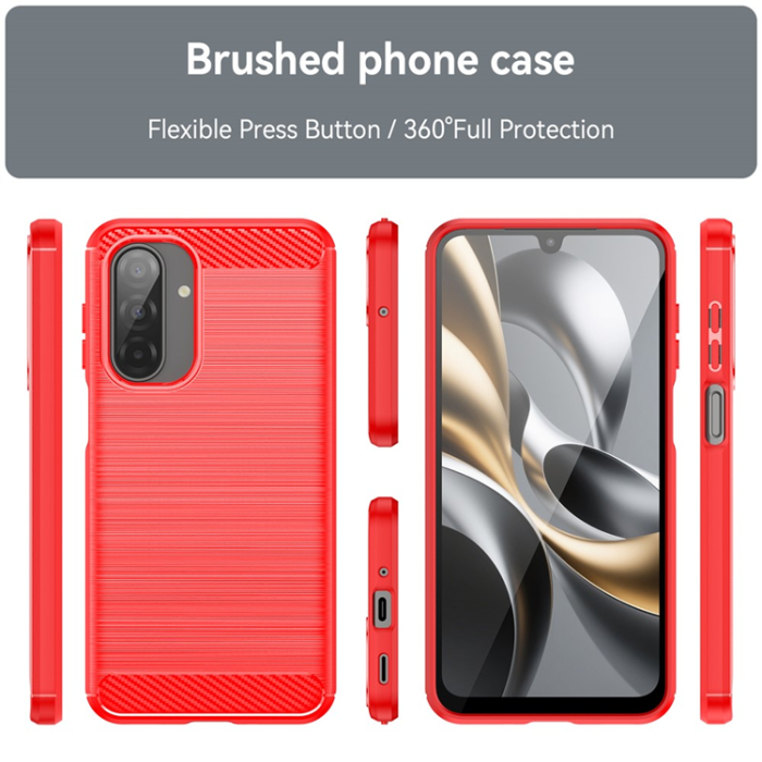 A-One Brand - Galaxy A17/A26 Mobilskal Carbon Fiber Brushed - Röd