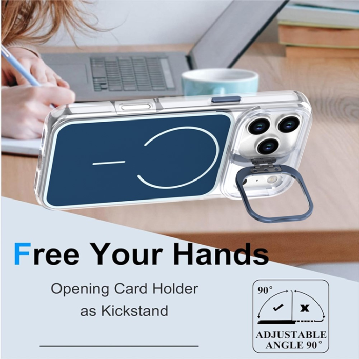 A-One Brand - iPhone 17 Pro Mobilskal MagSafe Lens Kickstand TPU + PC - Blå