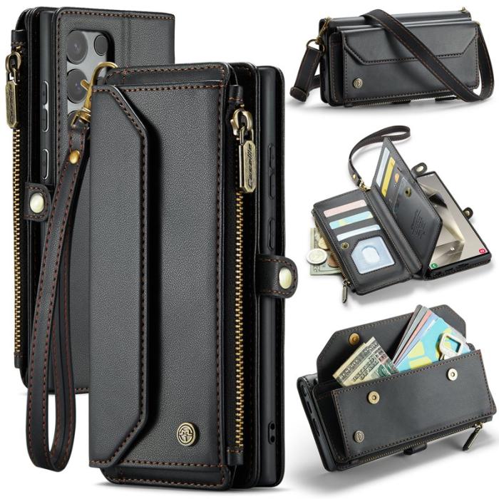 Caseme - CASEME Plånboksfodral Konstläder för Samsung Galaxy S25 Ultra - Svart