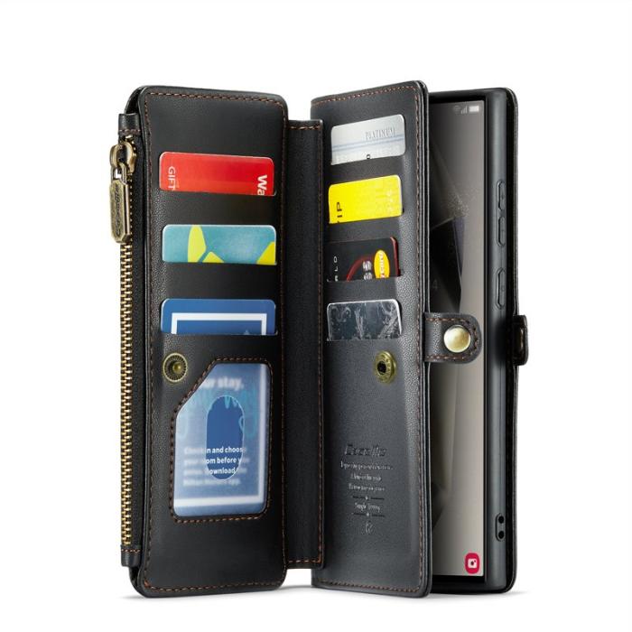 Caseme - CASEME Plånboksfodral Konstläder för Samsung Galaxy S25 Ultra - Svart