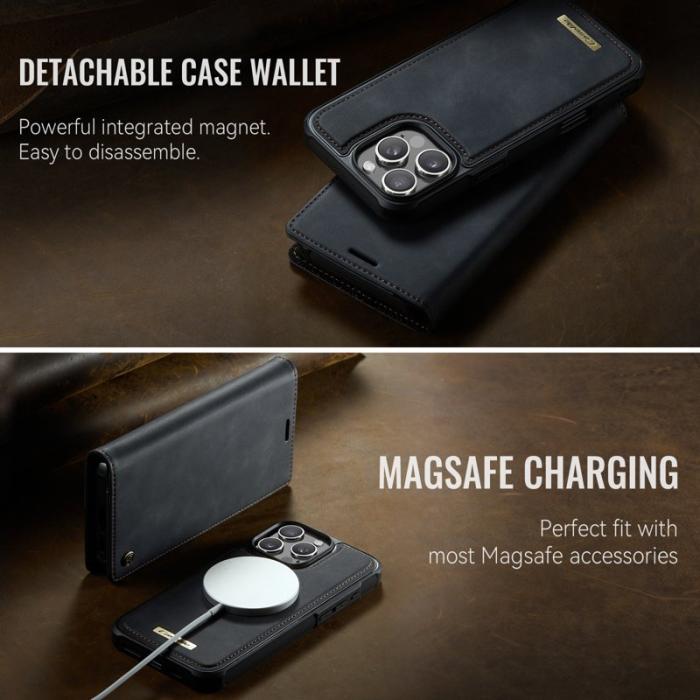 Caseme - CASEME C49 Mobilskal till iPhone 16 Pro MagSafe RFID Blocker Läder Svart