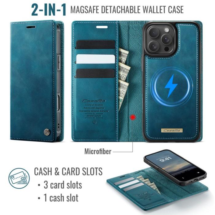 Caseme - CASEME C49 Mobilskal till iPhone 16 Pro MagSafe RFID Läder Grön