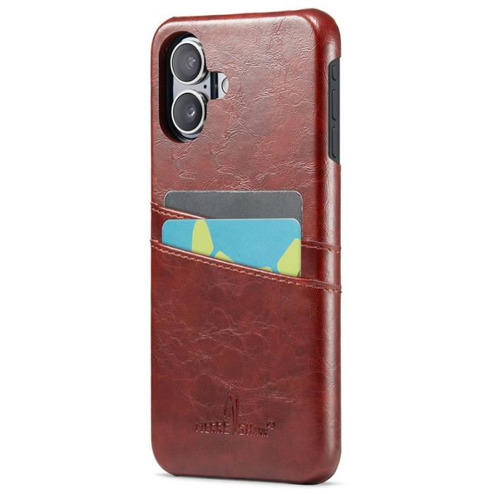 FIERRE SHANN - FIERRE SHANN iPhone 16 Plus Fodral Waxy KonstLäder - Brun