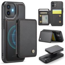JEEHOOD - JEEHOOD J05 iPhone 12 / 12 Pro Fodral Konstl&auml;der med Kortficka - Svart