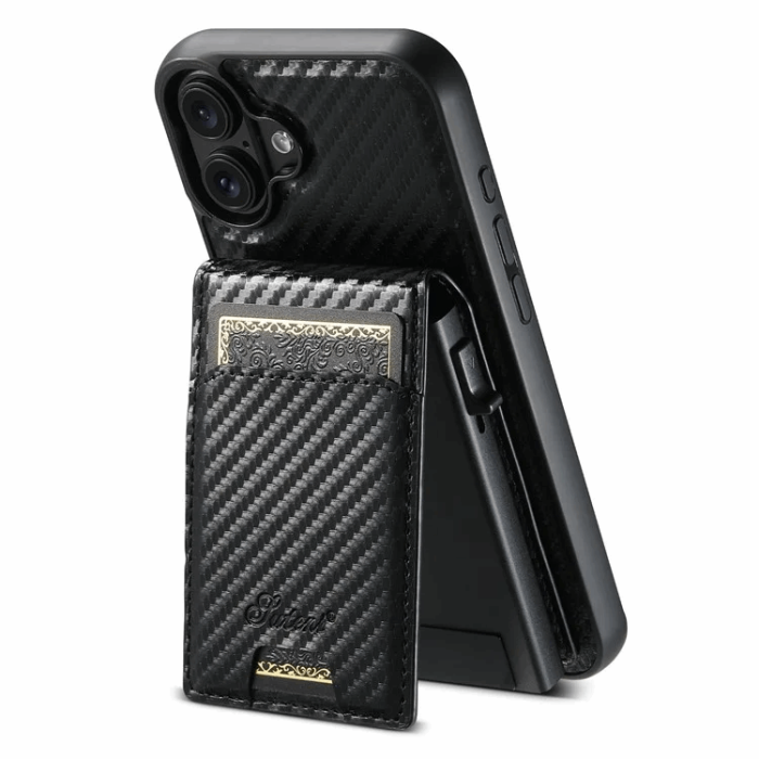 SUTENI - SUTENI iPhone 16 Plus Mobilskal Magsafe Korthållare Carbon Fiber