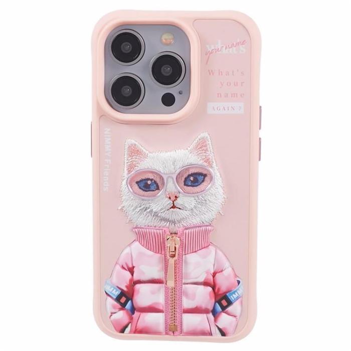 NIMMY - NIMMY iPhone 14 Pro Max Mobilskal Glasses Pet Gen 2 - Rosa Coat Cat