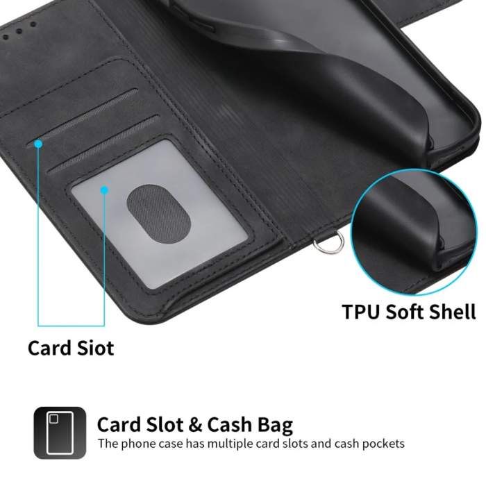 Taltech - Galaxy S23 Plånboksfodral med Rem - Svart