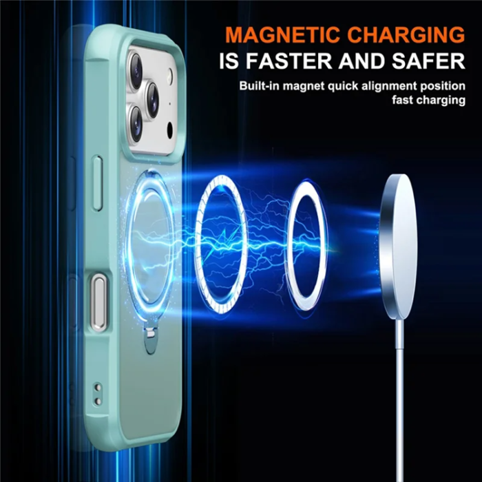 A-One Brand - iPhone 17 Pro Mobilskal MagSafe Kickstand TPU + PC - Lake Blå