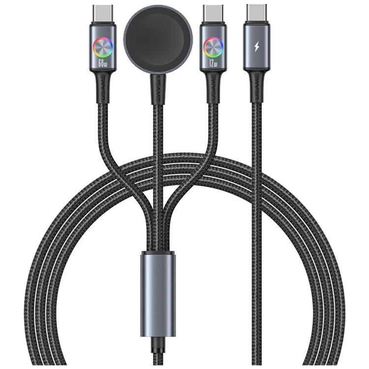 USAMS USB-C till USB-C 72W Kabel med Trådlös laddare för Watch 1.2m Huan SJ754