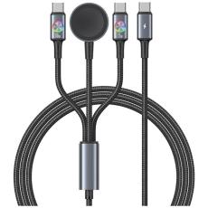 USAMS - USAMS USB-C till USB-C 72W Kabel med Tr&aring;dl&ouml;s laddare f&ouml;r Watch 1.2m Huan SJ754
