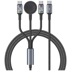 USAMS - USAMS USB-C till USB-C 72W Kabel med Tr&aring;dl&ouml;s laddare f&ouml;r Watch 1.2m Huan SJ754