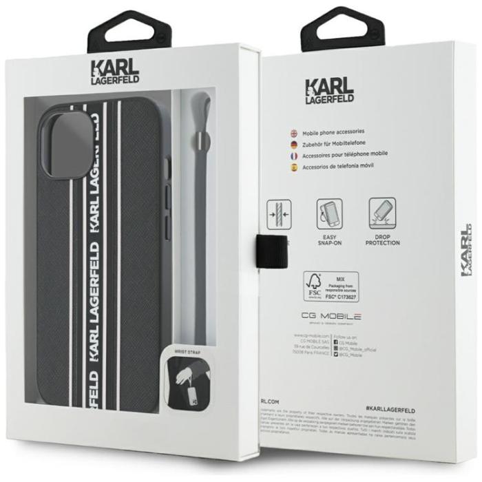 KARL LAGERFELD - Karl Lagerfeld iPhone 15 Mobilskal Athleisure Stripes Cord - Rosa