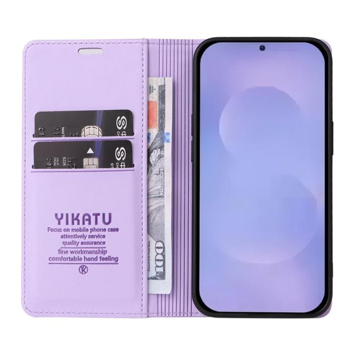 YIKATU - YIKATU Samsung Galaxy S26 Plus Skal PU Läder Magnetisk Stängning - Ljus Lila