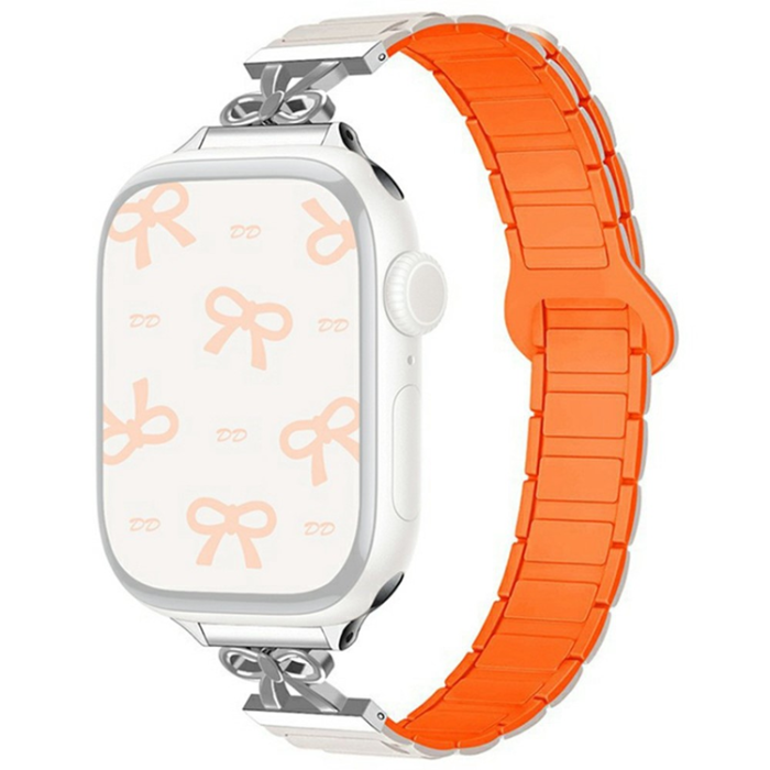 A-One Brand - Apple Watch 38/40/41/42mm Armband Magnetic Bowknot - Starlight/Orange