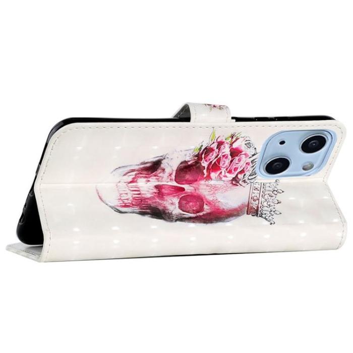 OEM - iPhone 14 Pro Max Plånboksfodral 3D Pattern - Crown Skull