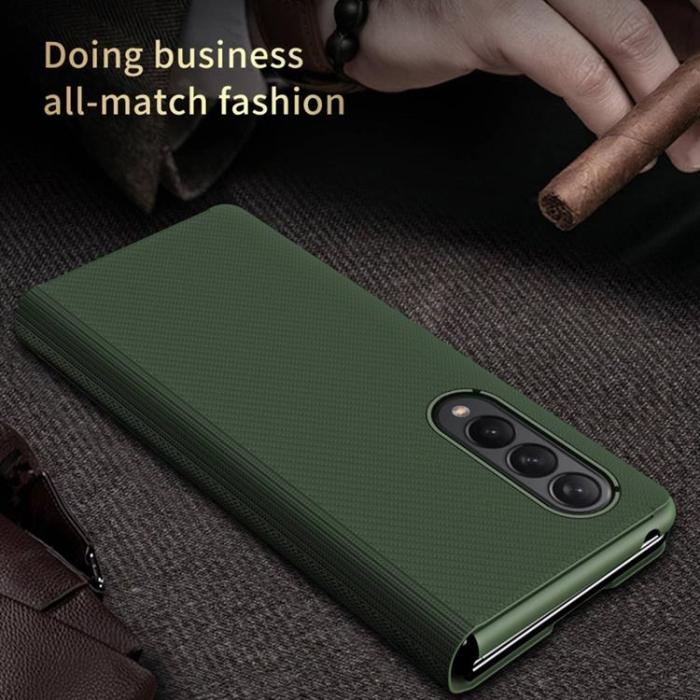 A-One Brand - Galaxy Z Fold 4 Fodral Kevlar Texture Folio Flip - Brun