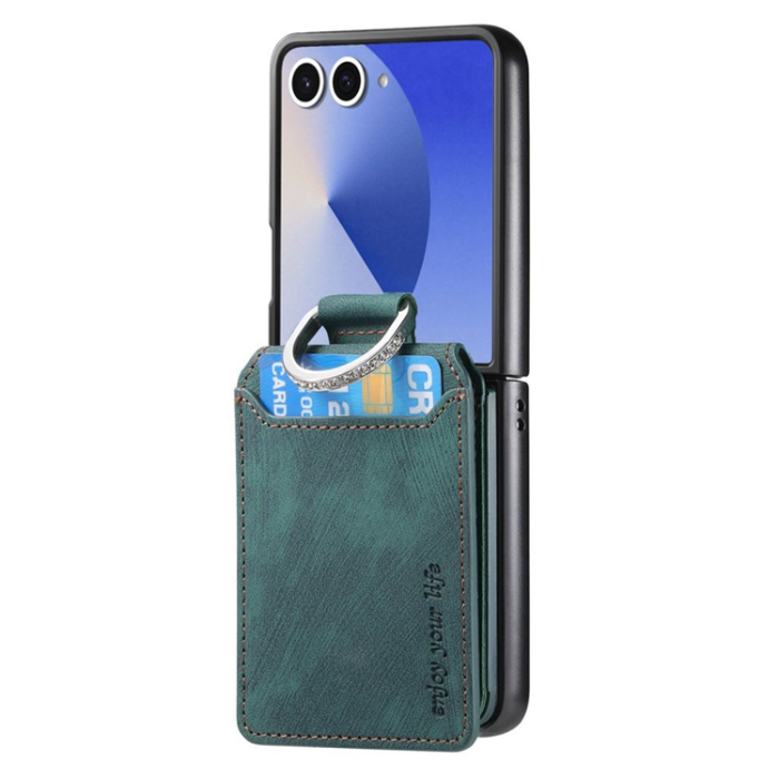 A-One Brand - Galaxy Z Flip 7 Mobilskal Korthållare med Ring - Grön
