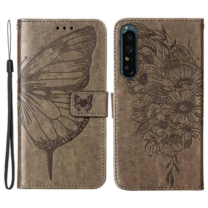 A-One Brand - Sony Xperia 1 IV Plånboksfodral Butterfly - Grå