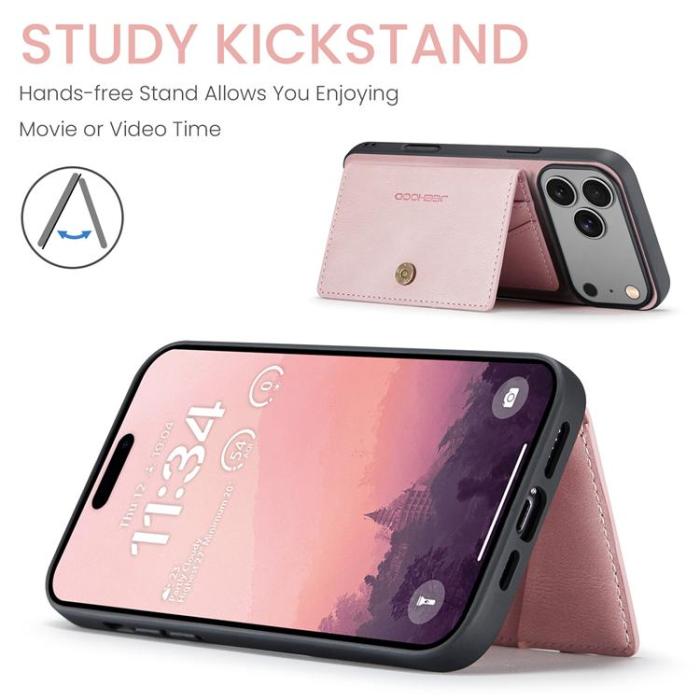 OEM - JEEHOOD Mobilskal till iPhone 17 Pro Konstläder Plast Avtagbar - Rosa