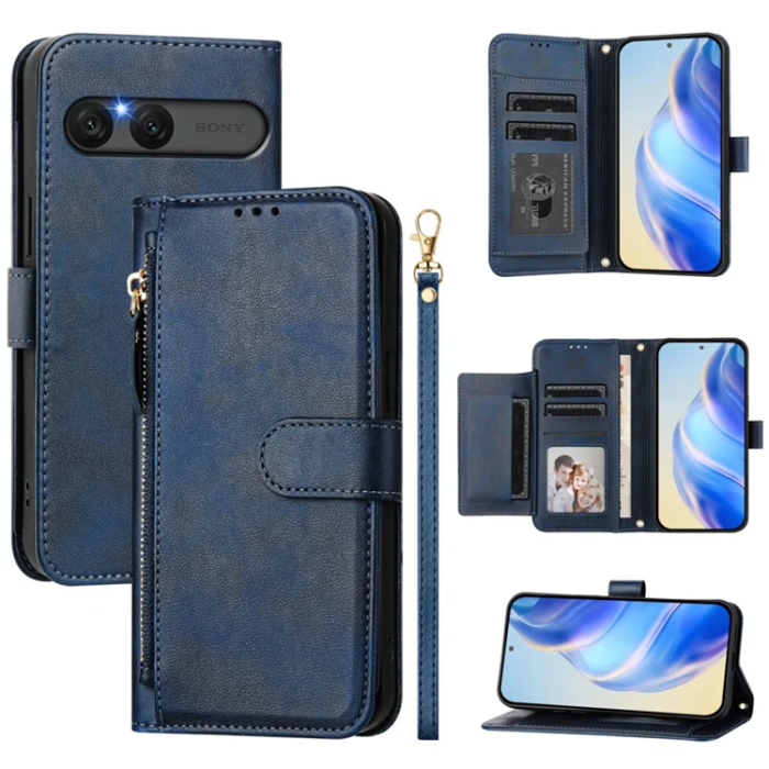 A-One Brand - Sony Xperia 10 VII Plånboksfodral Zipper Pocket - Blå