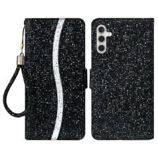 OEM - Samsung Galaxy S26 Fodral PU L&auml;der Kortfickor Glitter - Svart