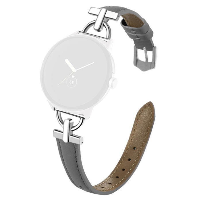 A-One Brand - Google Pixel Watch 2/3 (41mm) Armband Äkta Cow Läder - Grå