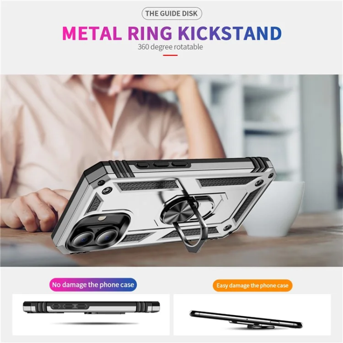 A-One Brand - iPhone 16 Plus Mobilskal med Kickstand - Silver
