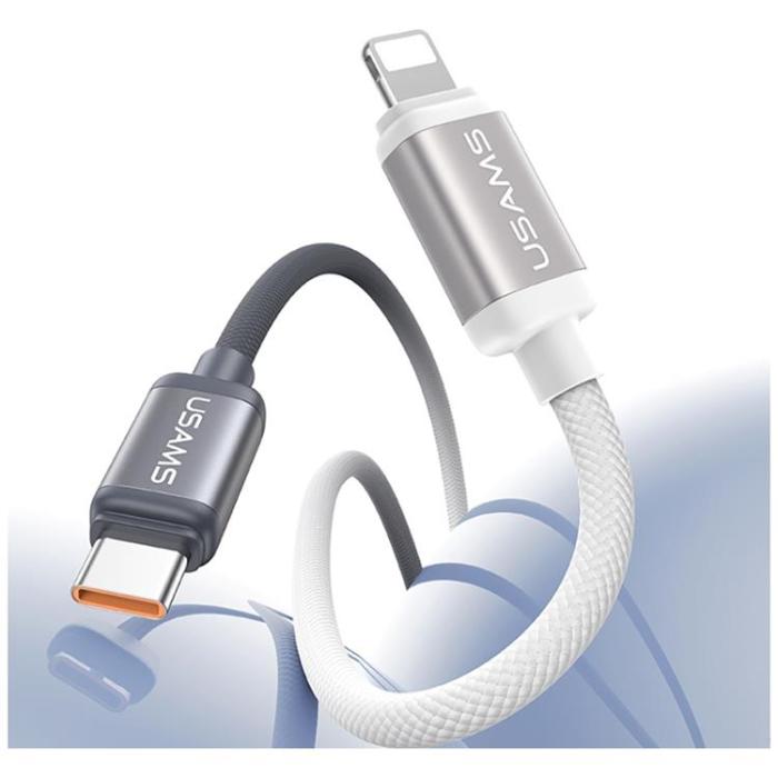 USAMS - USAMS USB-C till Lightning Kabel PD 30W 1.2m Bicolor SJ757 - Svart/Vit