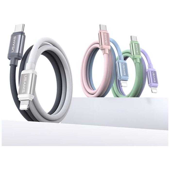 USAMS - USAMS USB-C till Lightning Kabel PD 30W 1.2m Bicolor SJ757 - Svart/Vit