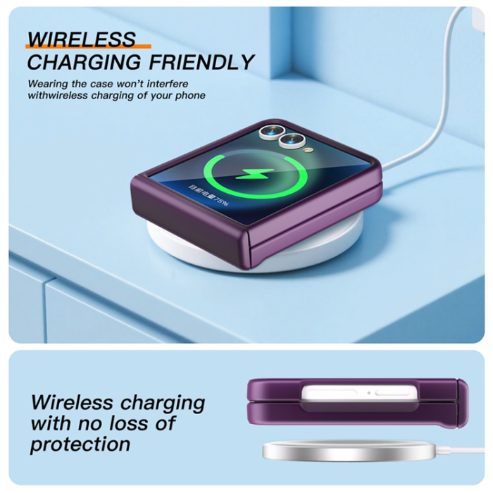 A-One Brand - Galaxy Z Flip7 Mobilskal Hinge Protection Kickstand - Mörklila