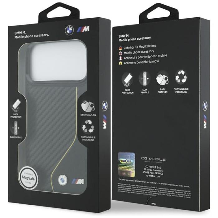 BMW - BMW iPhone 17 Pro Max Mobilskal MagSafe M Carbon Line & Logo - Gul